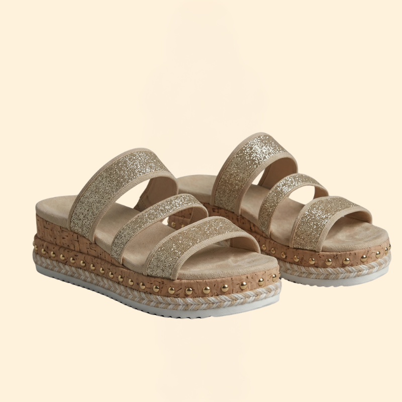 Women's Printed Glitter Sandals
