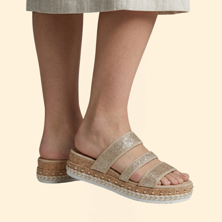 Women's Printed Glitter Sandals