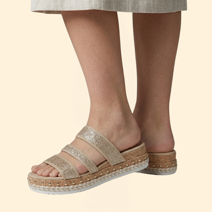 Women's Printed Glitter Sandals