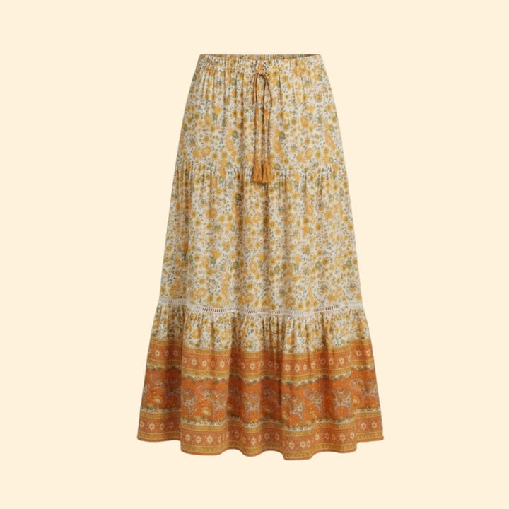 Women’s Printed Maxi Skirt with Ruffle Hem