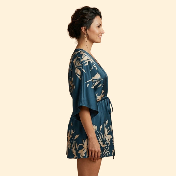 Women’s Printed Mini Dress with Batwing Sleeves