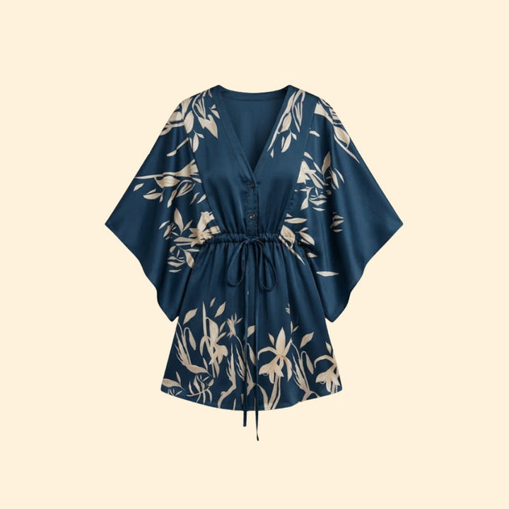 Women’s Printed Mini Dress with Batwing Sleeves