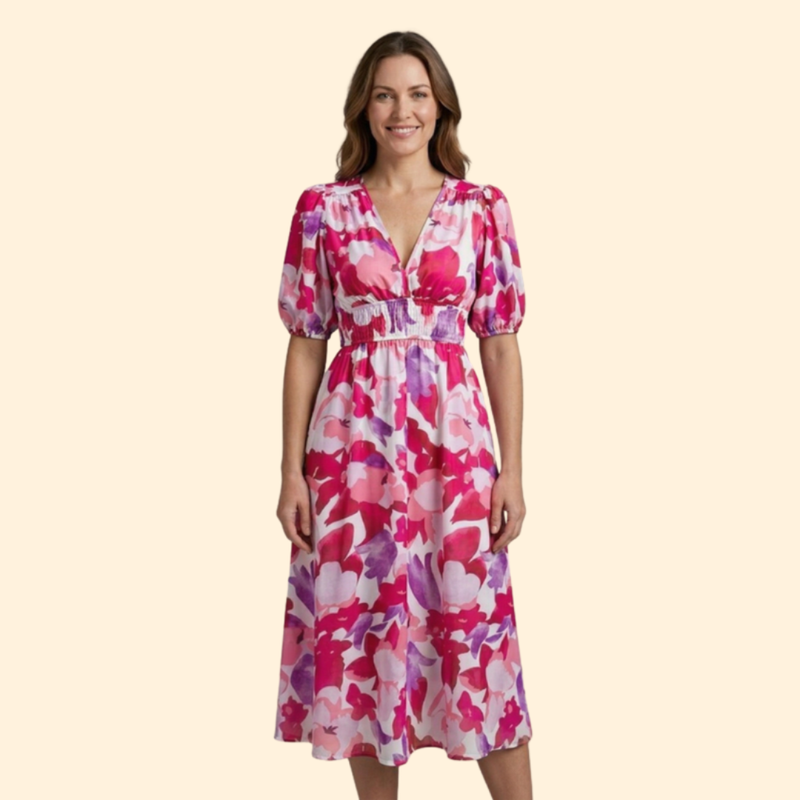 Women’s Puff Sleeve Dress with Empire Waist