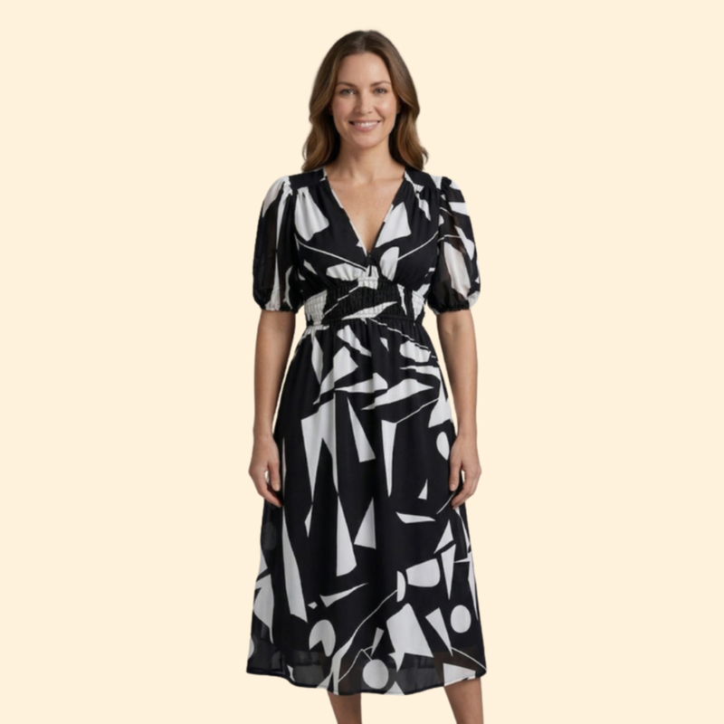 Women’s Puff Sleeve Dress with Empire Waist