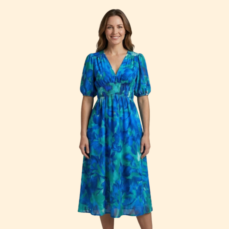 Women’s Puff Sleeve Dress with Empire Waist