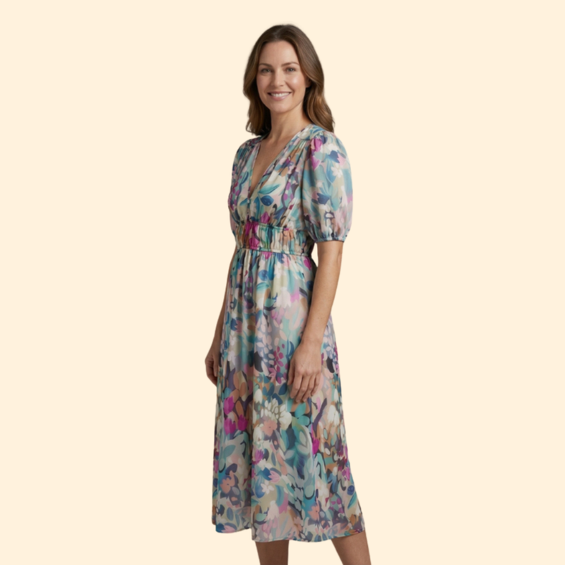 Women’s Puff Sleeve Dress with Empire Waist