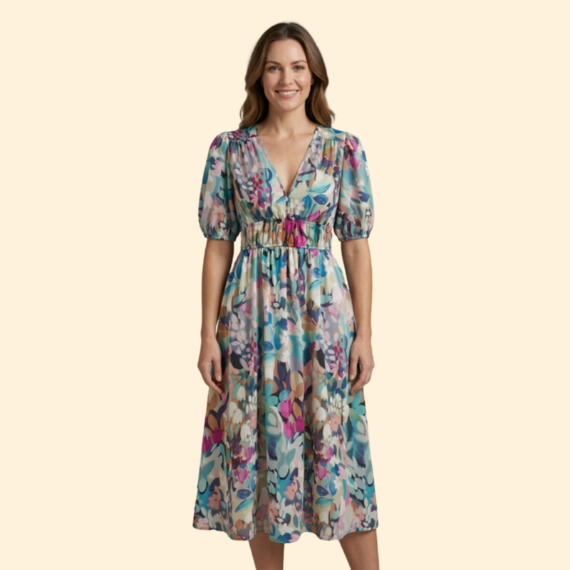 Women’s Puff Sleeve Dress with Empire Waist