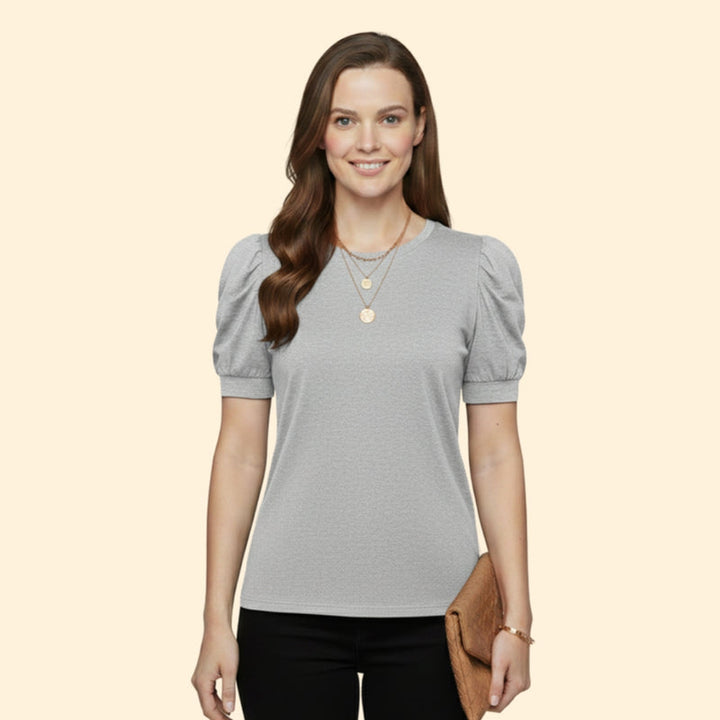 Women’s Puff Sleeve T-Shirt with Round Neck