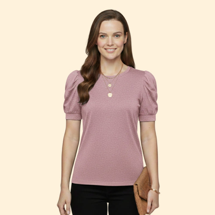 Women’s Puff Sleeve T-Shirt with Round Neck
