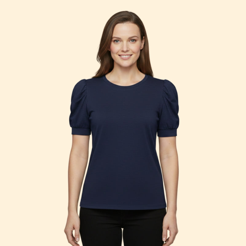 Women’s Puff Sleeve T-Shirt with Round Neck