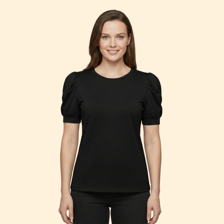 Women’s Puff Sleeve T-Shirt with Round Neck
