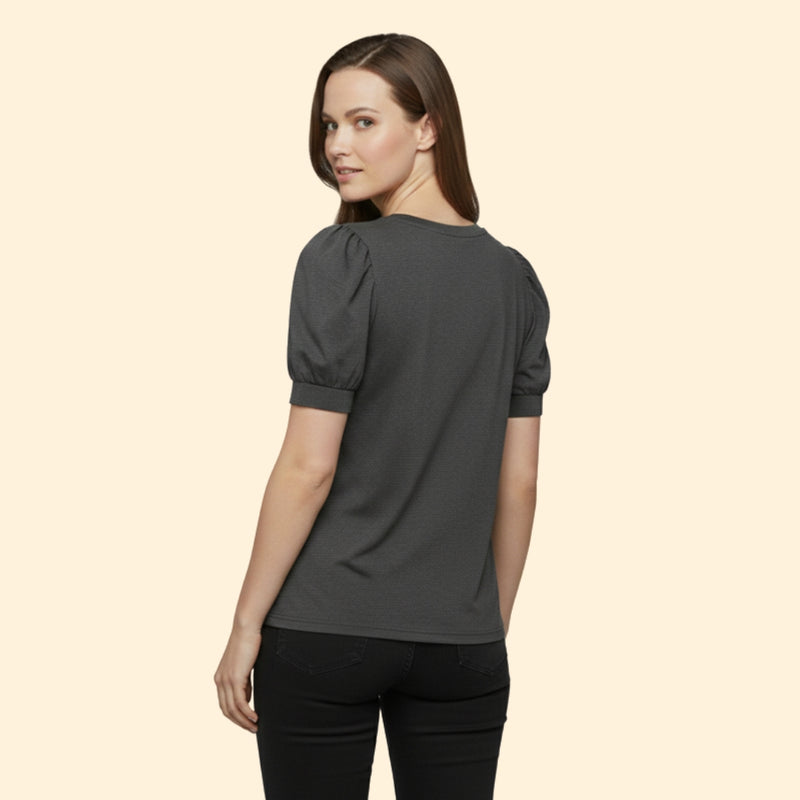 Women’s Puff Sleeve T-Shirt with Round Neck