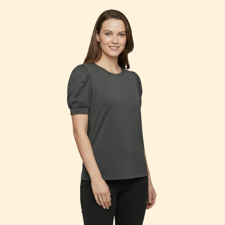 Women’s Puff Sleeve T-Shirt with Round Neck
