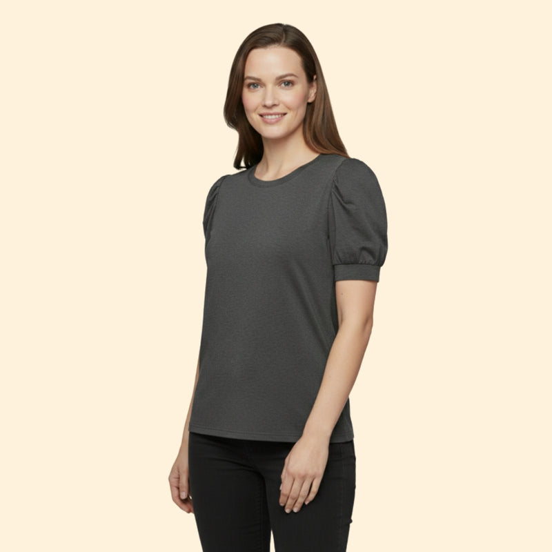 Women’s Puff Sleeve T-Shirt with Round Neck