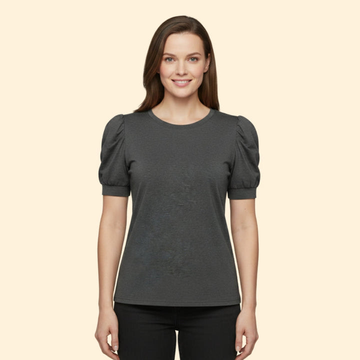 Women’s Puff Sleeve T-Shirt with Round Neck