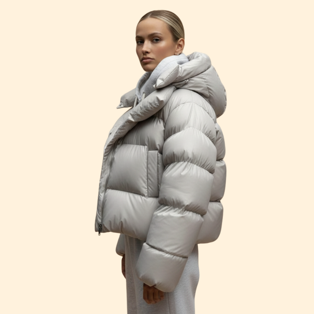 Women’s Puffer Jacket with Front Snap Closures