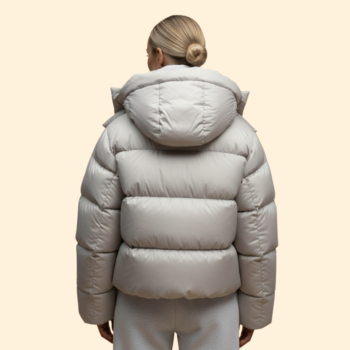 Women’s Puffer Jacket with Front Snap Closures