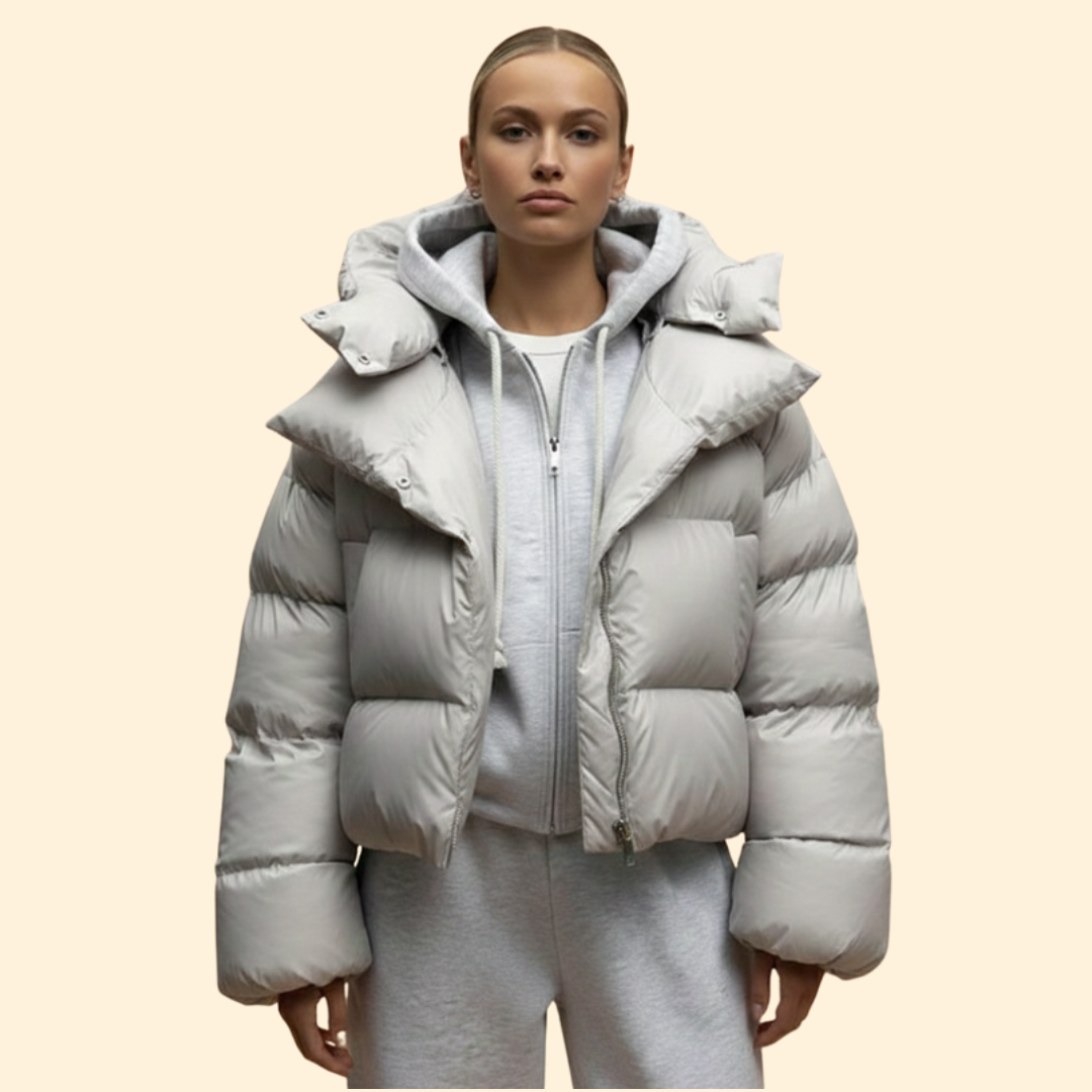 Women’s Puffer Jacket with Front Snap Closures