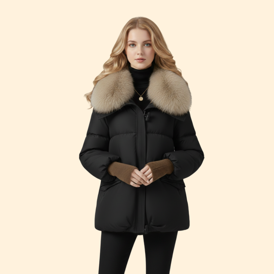 Women’s Puffer Jacket with Faux Fur Collar