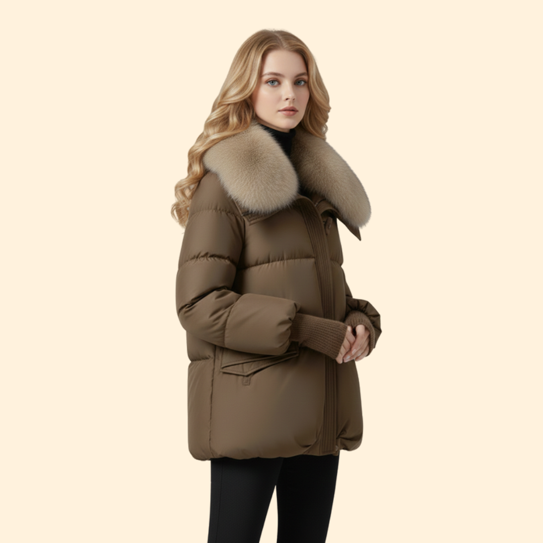Women’s Puffer Jacket with Faux Fur Collar
