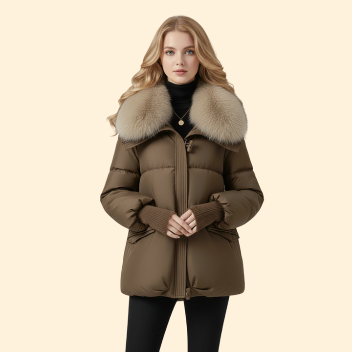 Women’s Puffer Jacket with Faux Fur Collar
