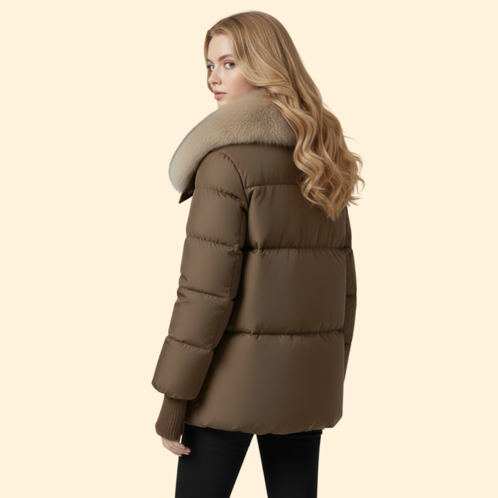 Women’s Puffer Jacket with Faux Fur Collar