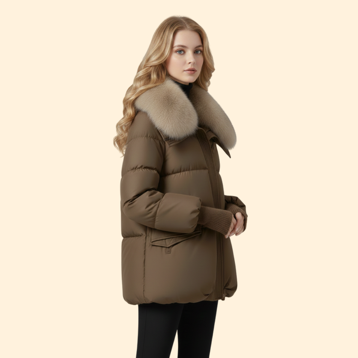 Women’s Puffer Jacket with Faux Fur Collar