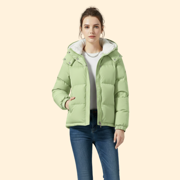 Women’s Puffer Jacket with Front Zipper