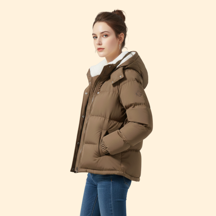 Women’s Puffer Jacket with Front Zipper