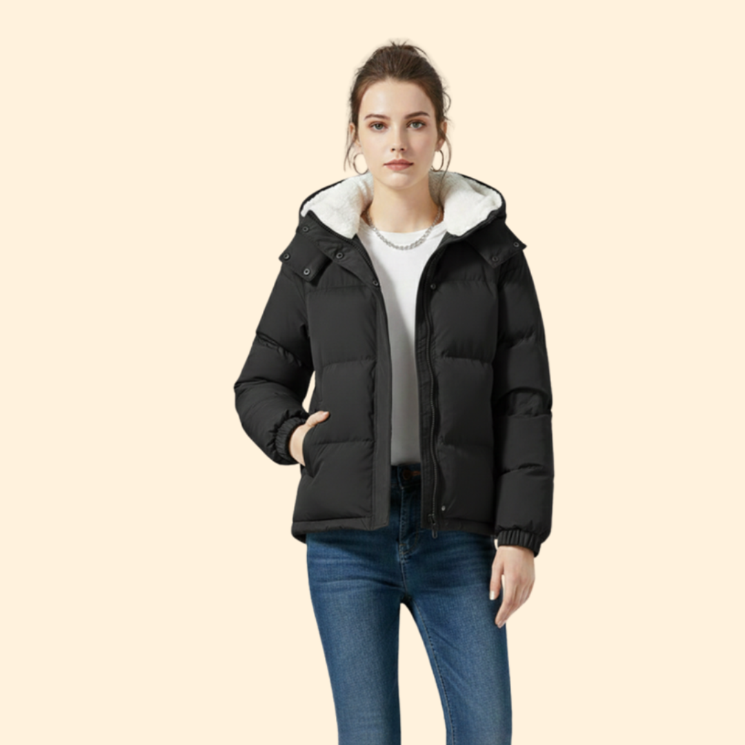 Women’s Puffer Jacket with Front Zipper
