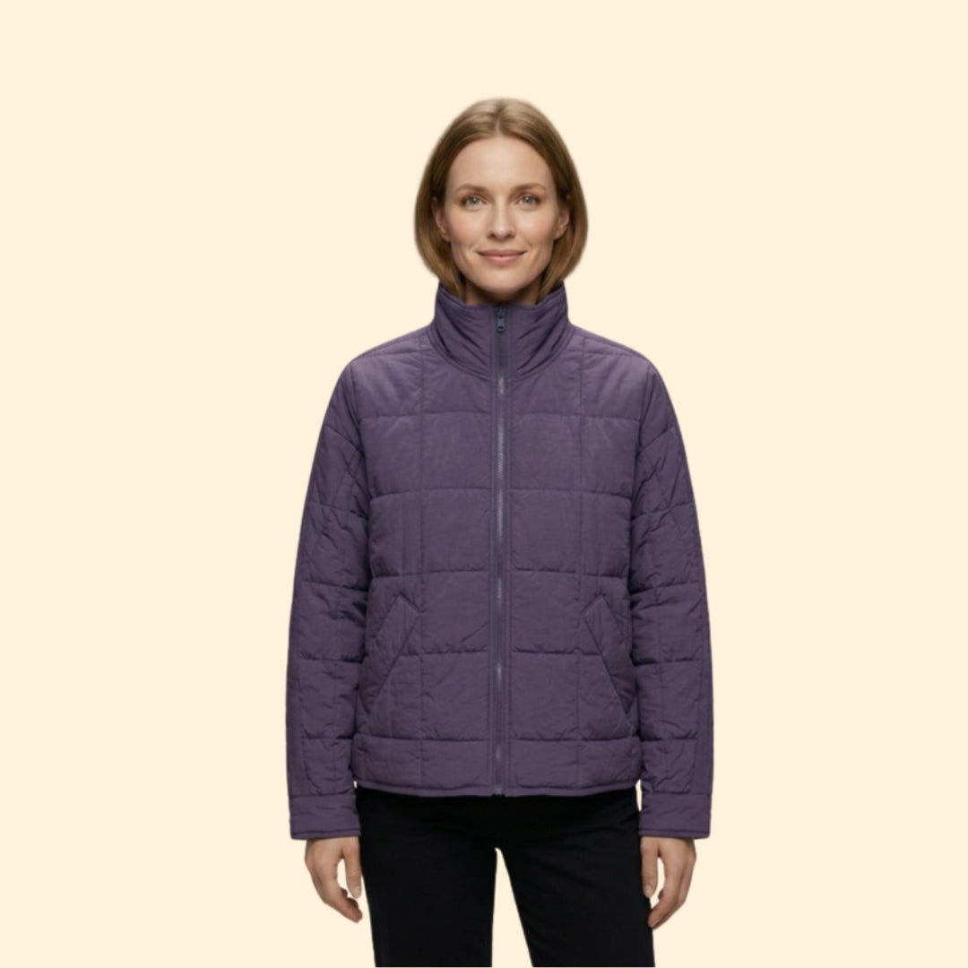 Women’s Puffer Jacket with Horizontal Quilted Panels