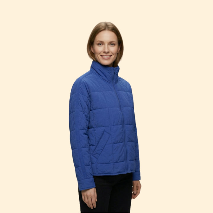Women’s Puffer Jacket with Horizontal Quilted Panels