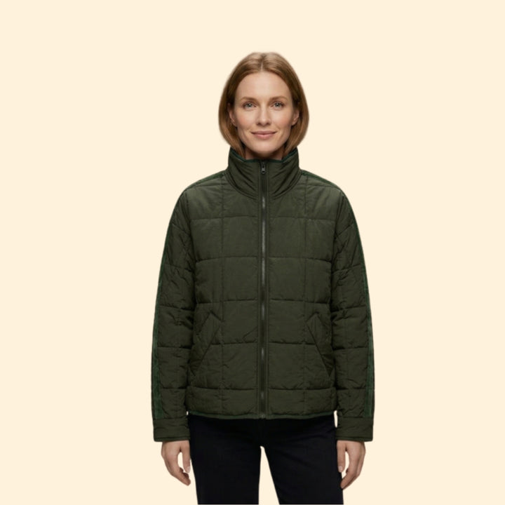 Women’s Puffer Jacket with Horizontal Quilted Panels