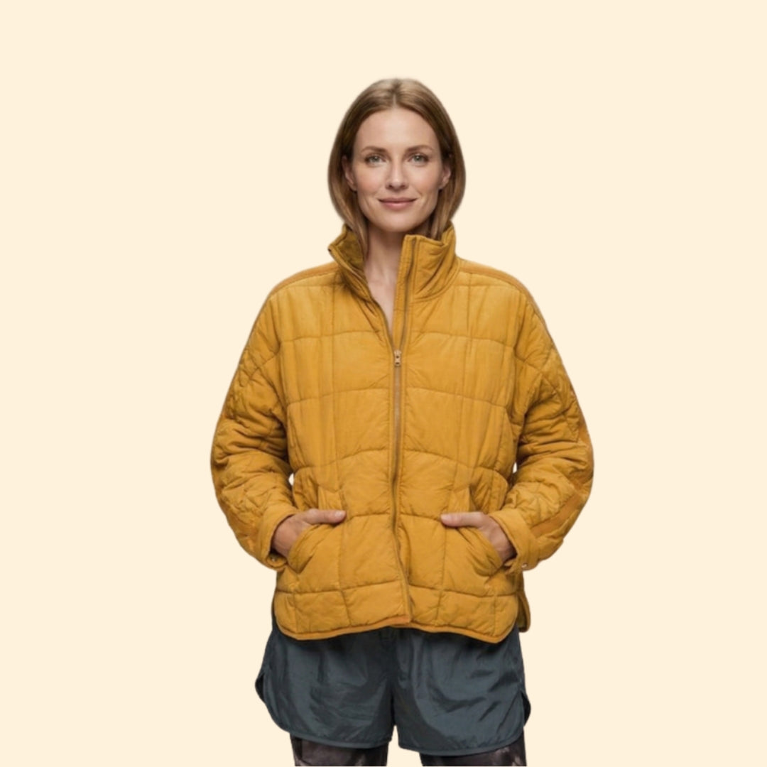 Women’s Puffer Jacket with Horizontal Quilted Panels