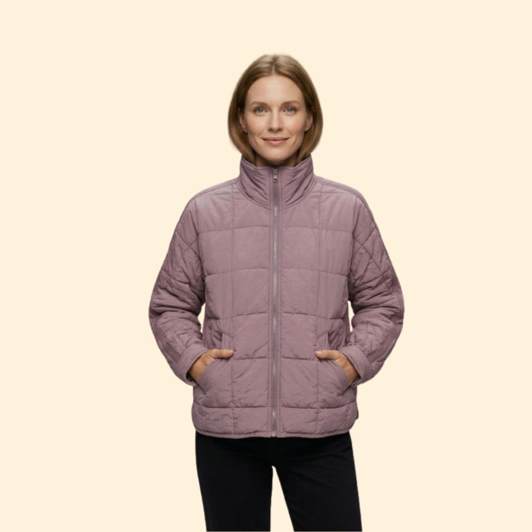 Women’s Puffer Jacket with Horizontal Quilted Panels