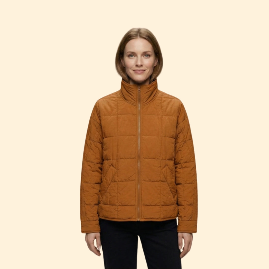Women’s Puffer Jacket with Horizontal Quilted Panels