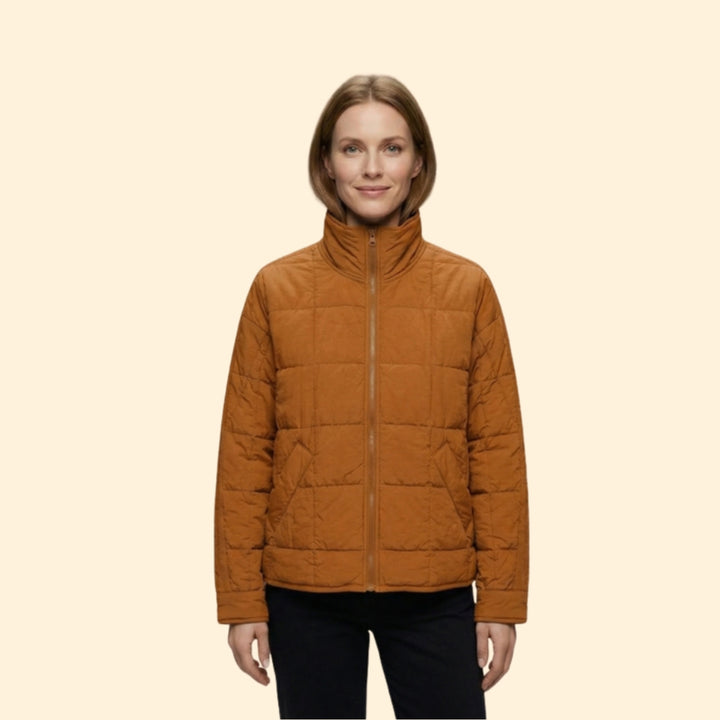 Women’s Puffer Jacket with Horizontal Quilted Panels