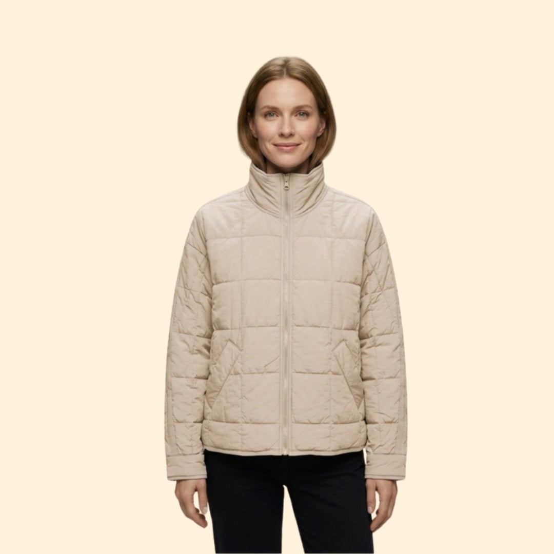 Women’s Puffer Jacket with Horizontal Quilted Panels
