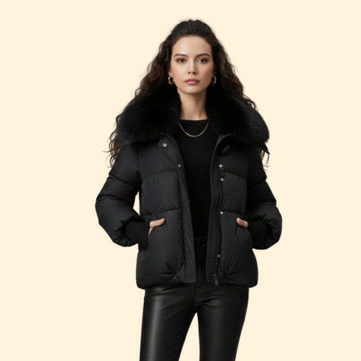 Women’s Puffer Jacket with Oversized Collar