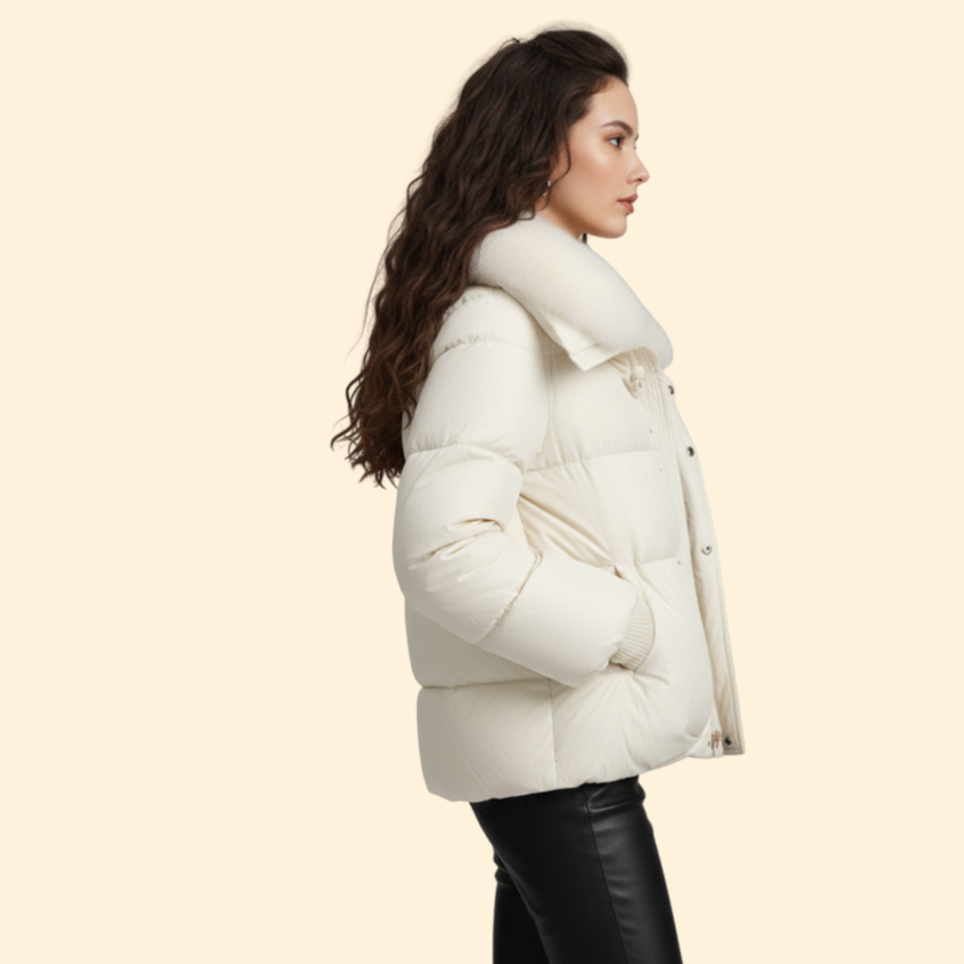 Women’s Puffer Jacket with Oversized Collar