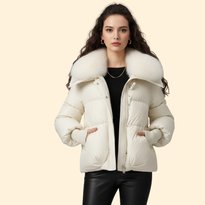 Women’s Puffer Jacket with Oversized Collar