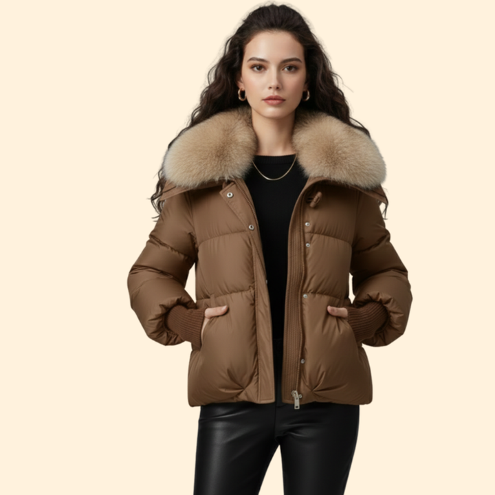 Women’s Puffer Jacket with Oversized Collar