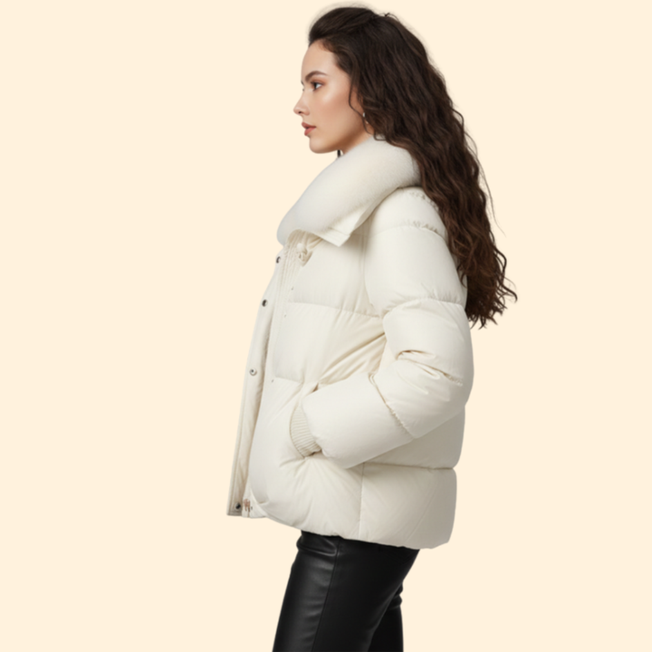 Women’s Puffer Jacket with Oversized Collar