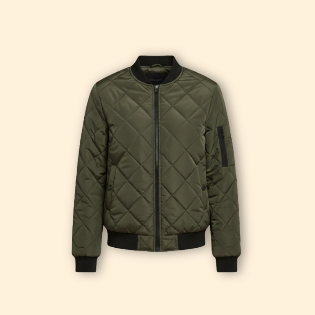 Women’s Quilted Bomber Jacket with Sleeve Pocket