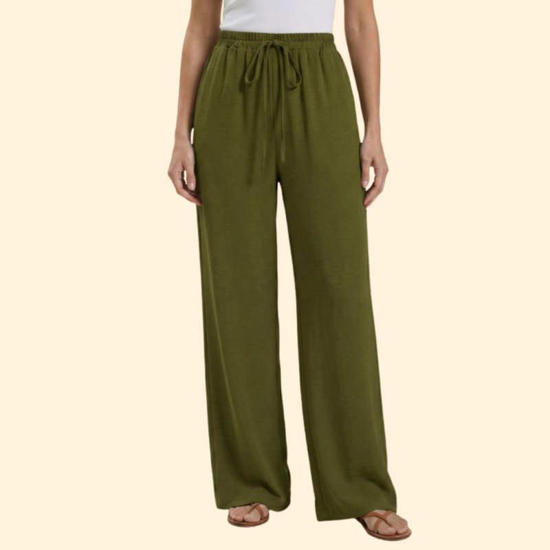 Women’s Straight Leg Pants with Elastic Waistband