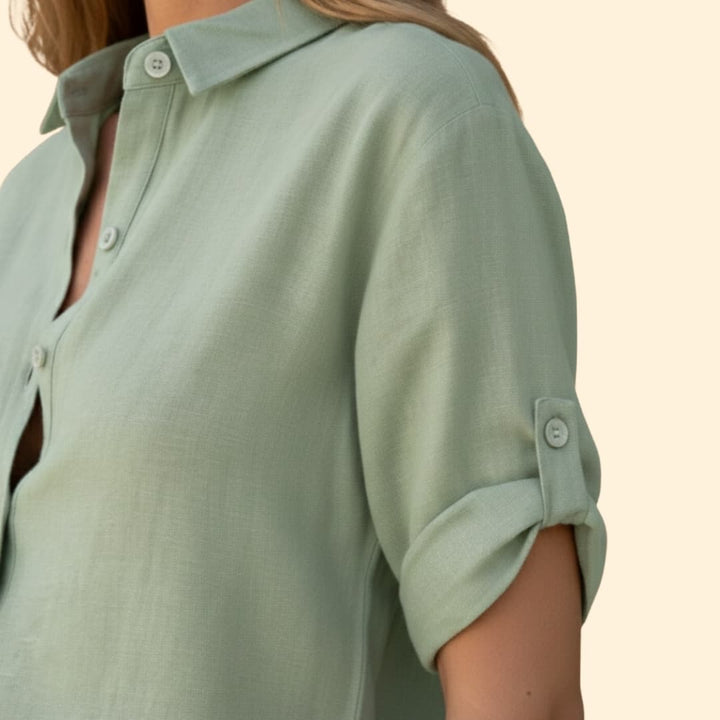 Women's Relaxed Fit Shirt High-Waist Shorts Set