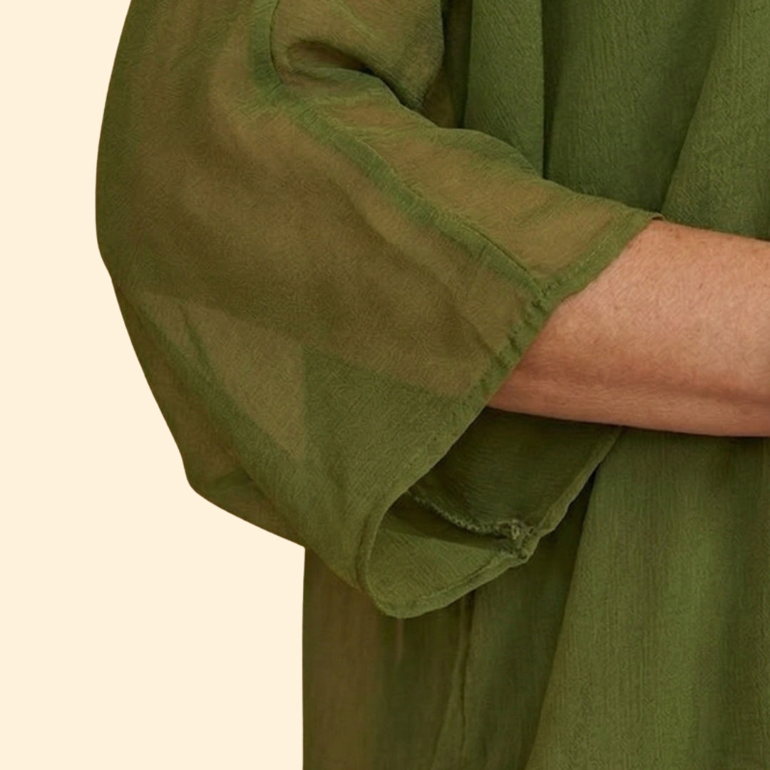 Women’s Relaxed Gown with Smocked Cuff Sleeves