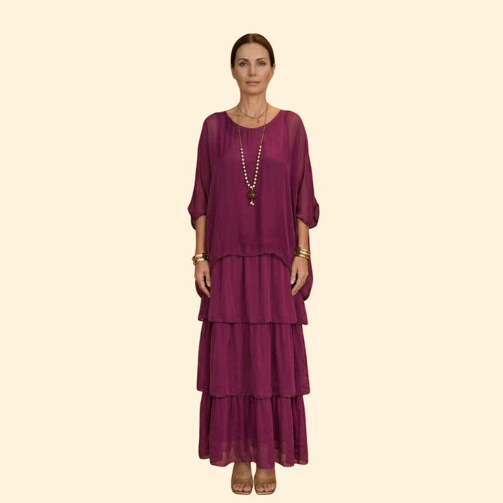 Women’s Relaxed Gown with Smocked Cuff Sleeves