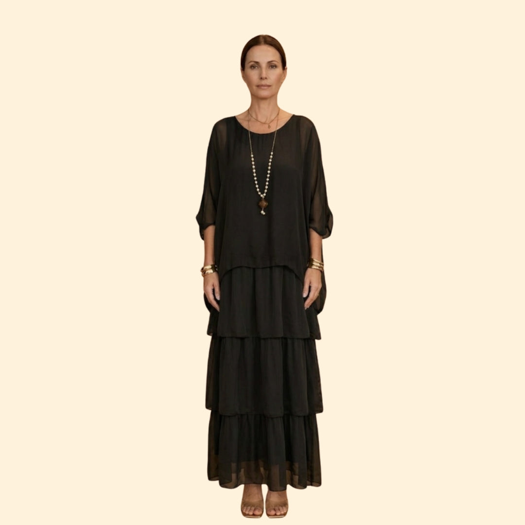Women’s Relaxed Gown with Smocked Cuff Sleeves