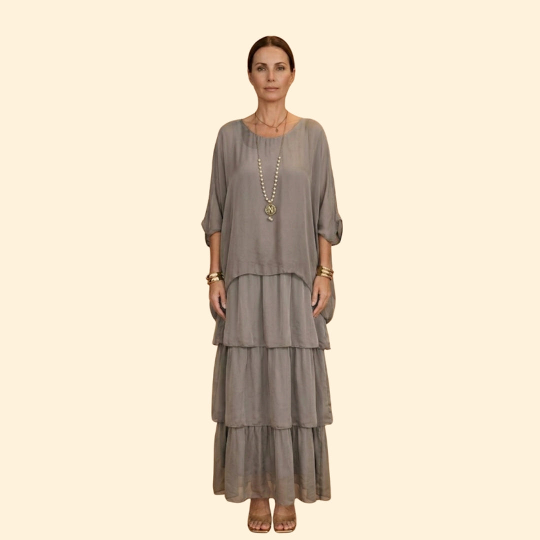 Women’s Relaxed Gown with Smocked Cuff Sleeves